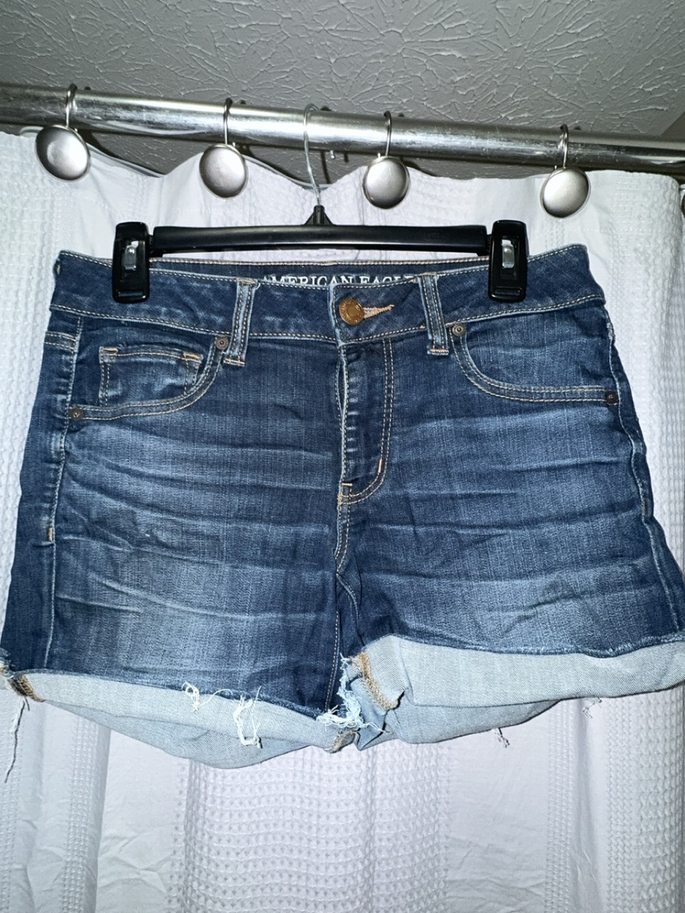 American Eagle Outfitters Blue Denim Rolled-Hem Jean Shorts